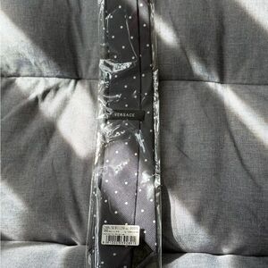 Versace Charcoal Tie with White Dots